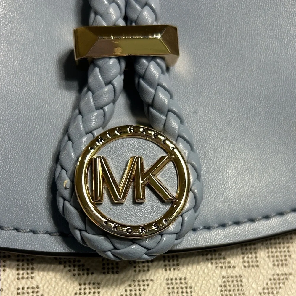 Michael Kors “Lea” Pale Blue and Cream Crossbody Bag